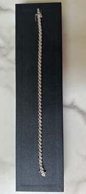 1/4 CT. T.W. Diamond S-Link Tennis Bracelet in Sterling Silver